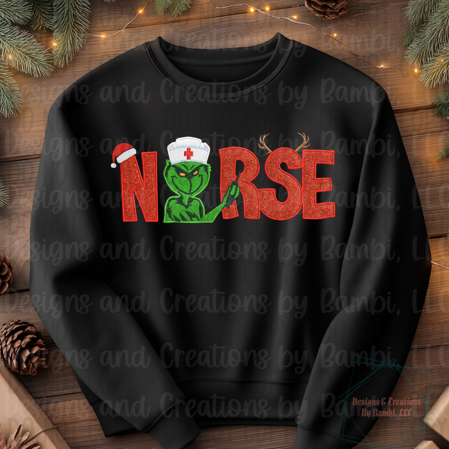 Faux Embroidery Nurse Green Guy