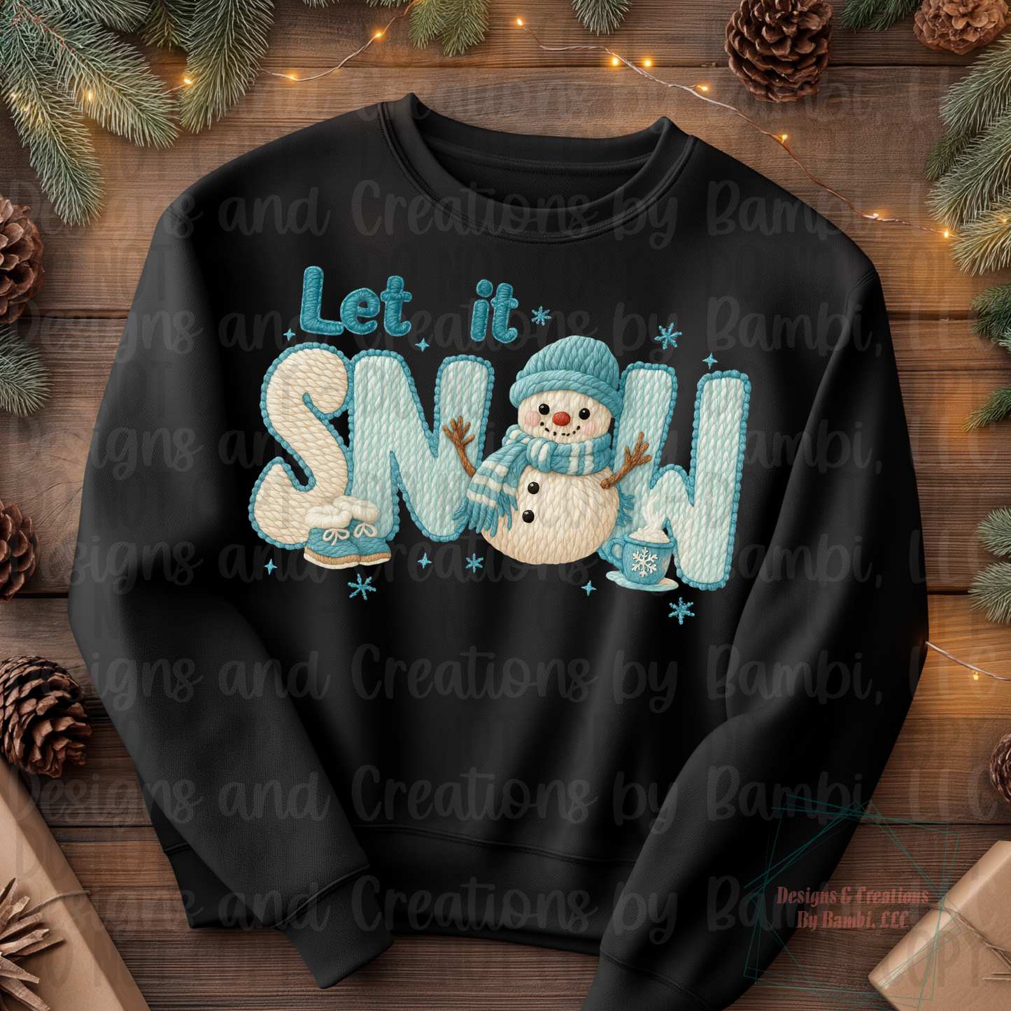 Faux Knit Blue Let It Snow Snowman