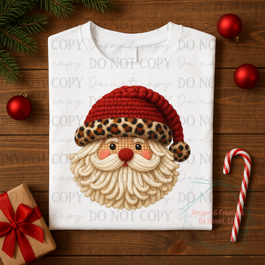 Faux Yarn Santa with Leopard