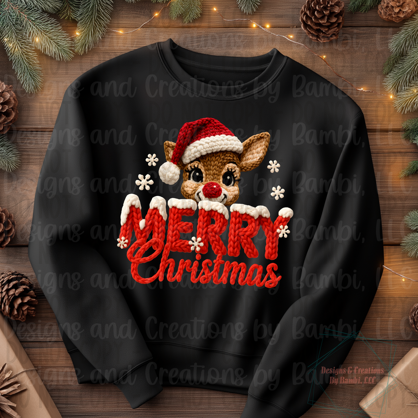 Faux Yarn Merry Christmas Rudolph