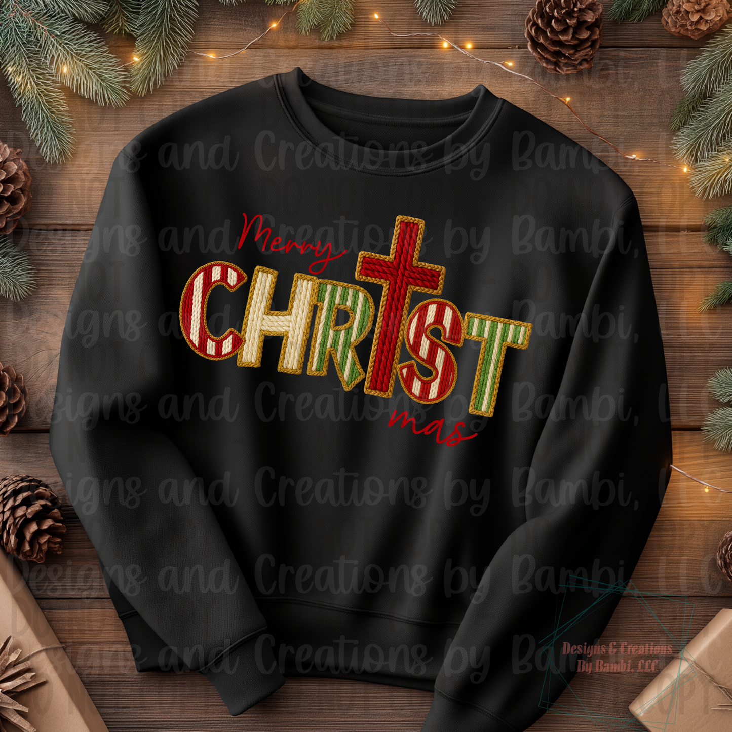 Faux Knit Merry CHRISTmas with Cross