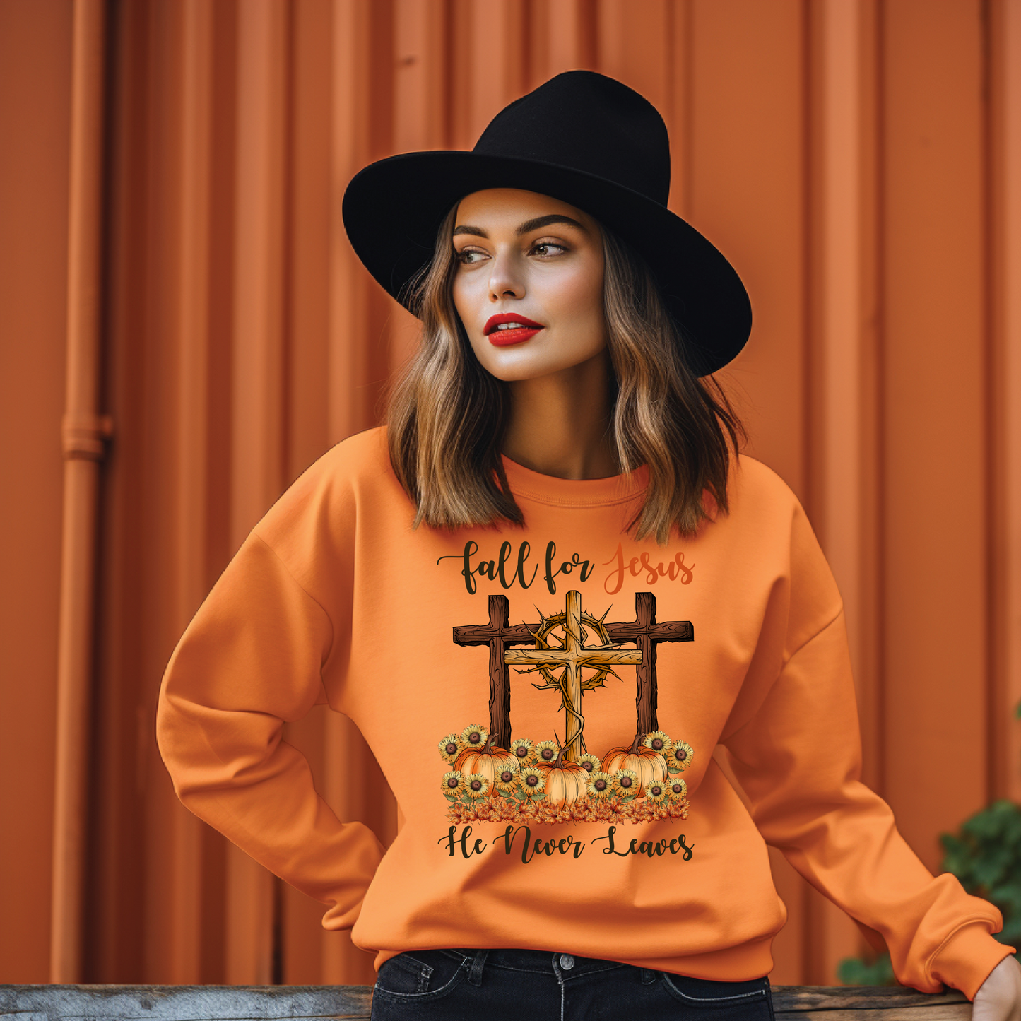 Fall For Jesus Trio Of Crosses and Pumpkins