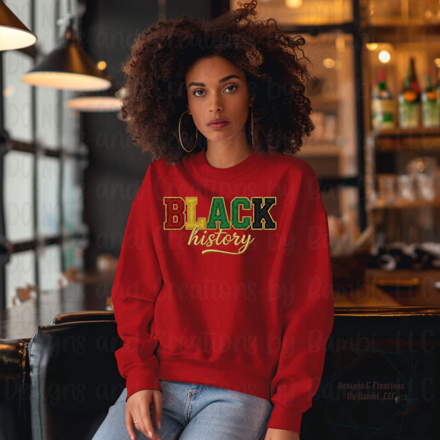 Faux Embroidery Chenille Black History