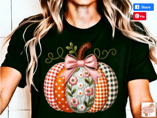 Faux Embroidery Fall Pumpkin
