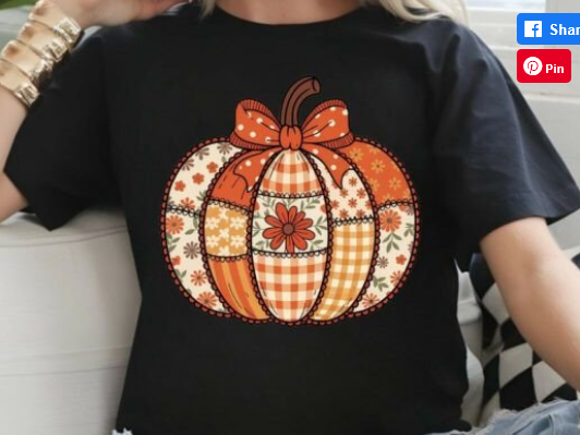 Faux Embroidery Patchwork Pumpkin