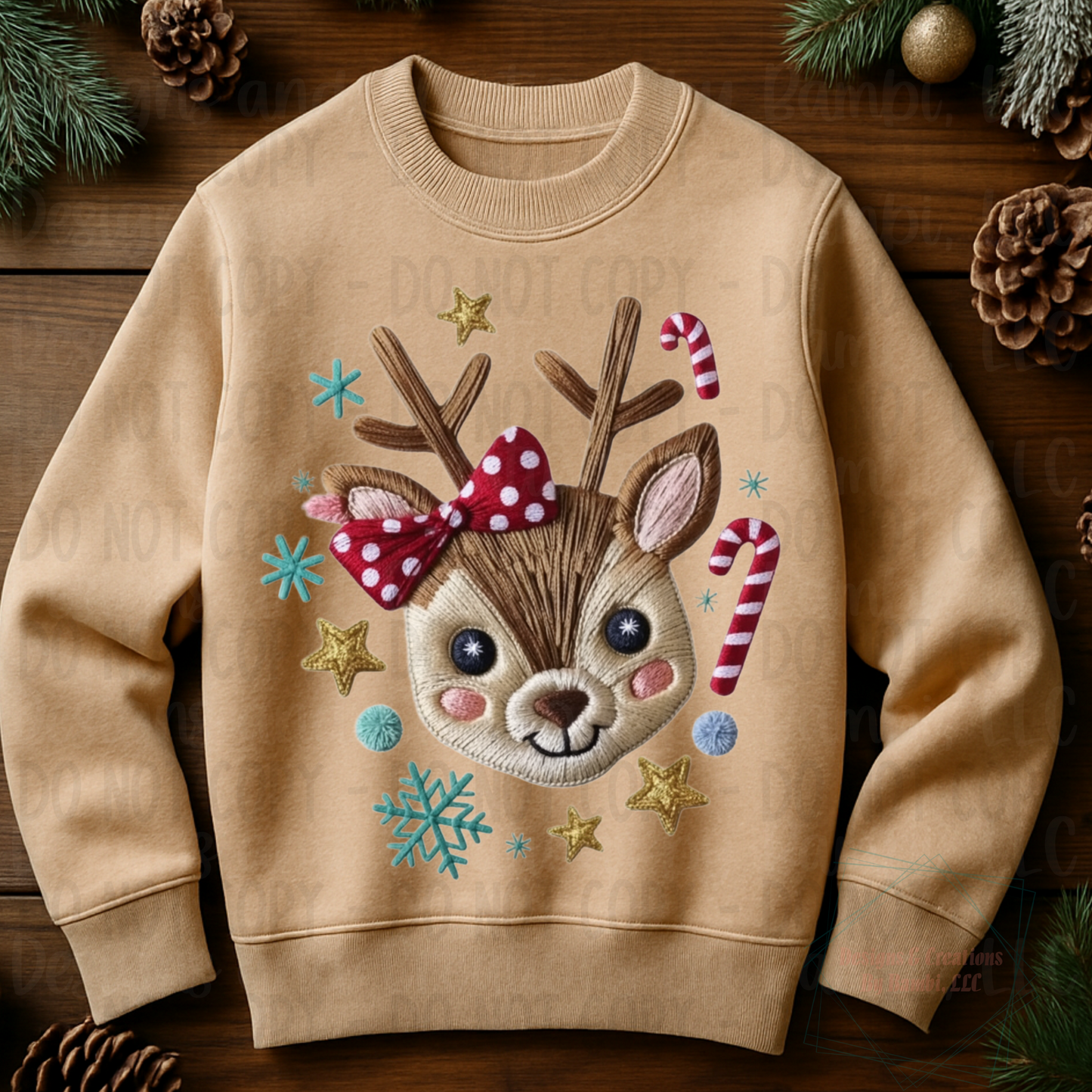 Faux Embroidery Reindeer Face Collection