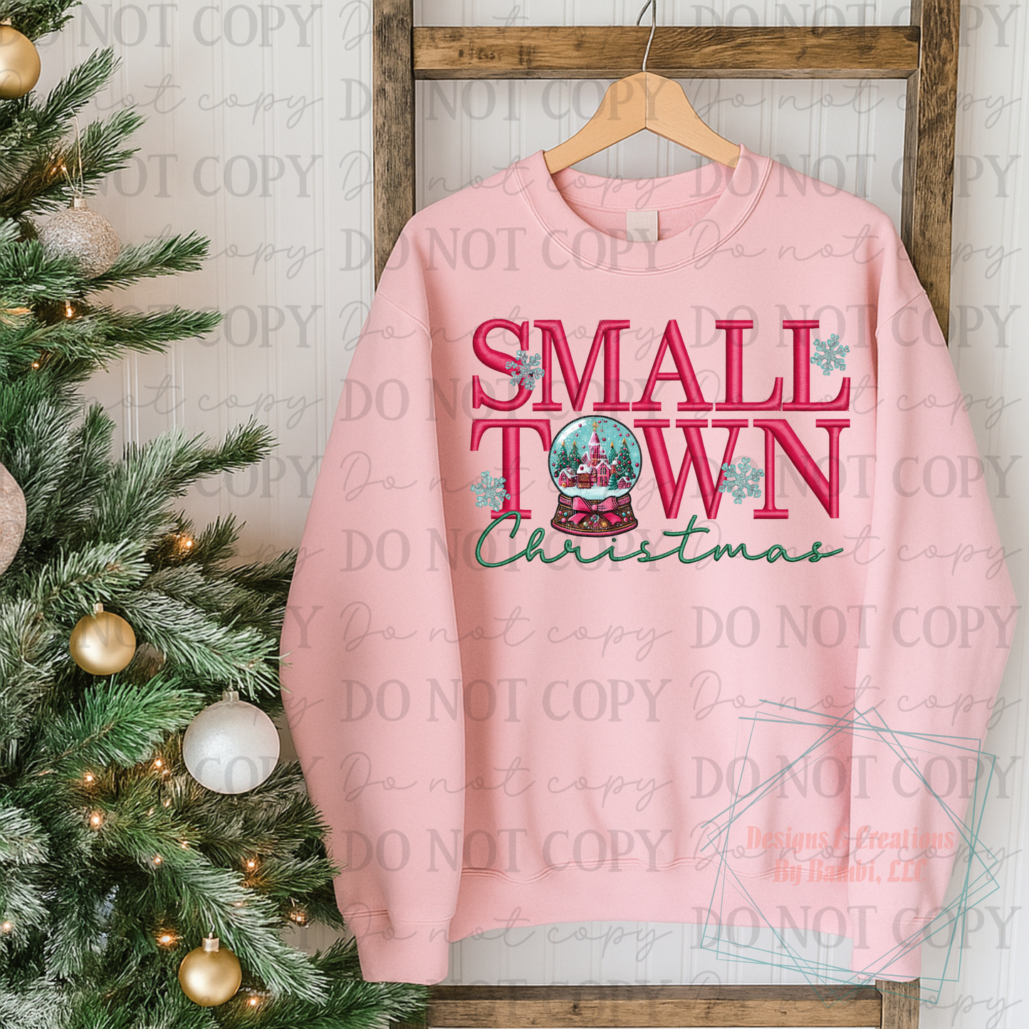 Faux Embroidery Small Town Christmas