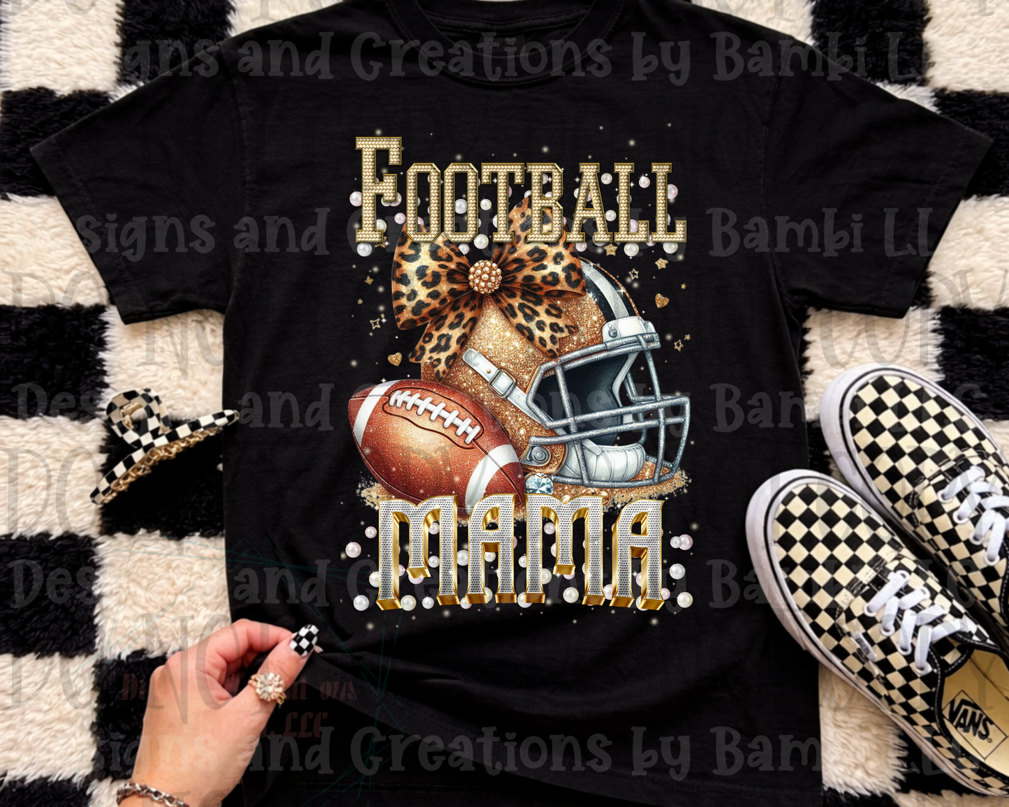 Faux Embroidery and Bling Football Mama