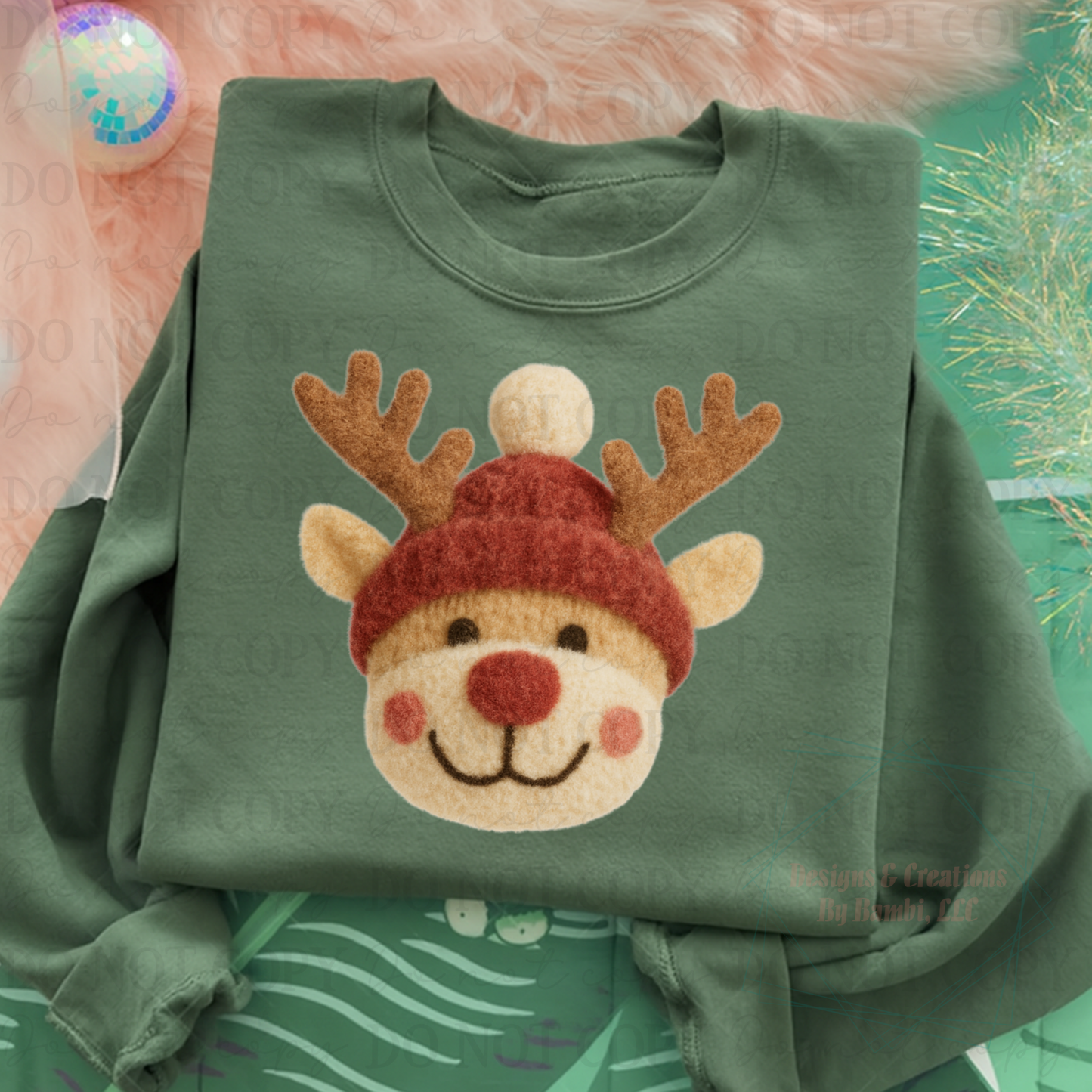 Faux Fluffy Yarn Reindeer 1