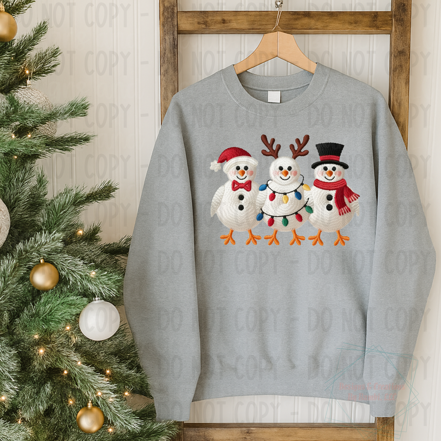 Faux Knit Trio of Festive Snowman Ducks