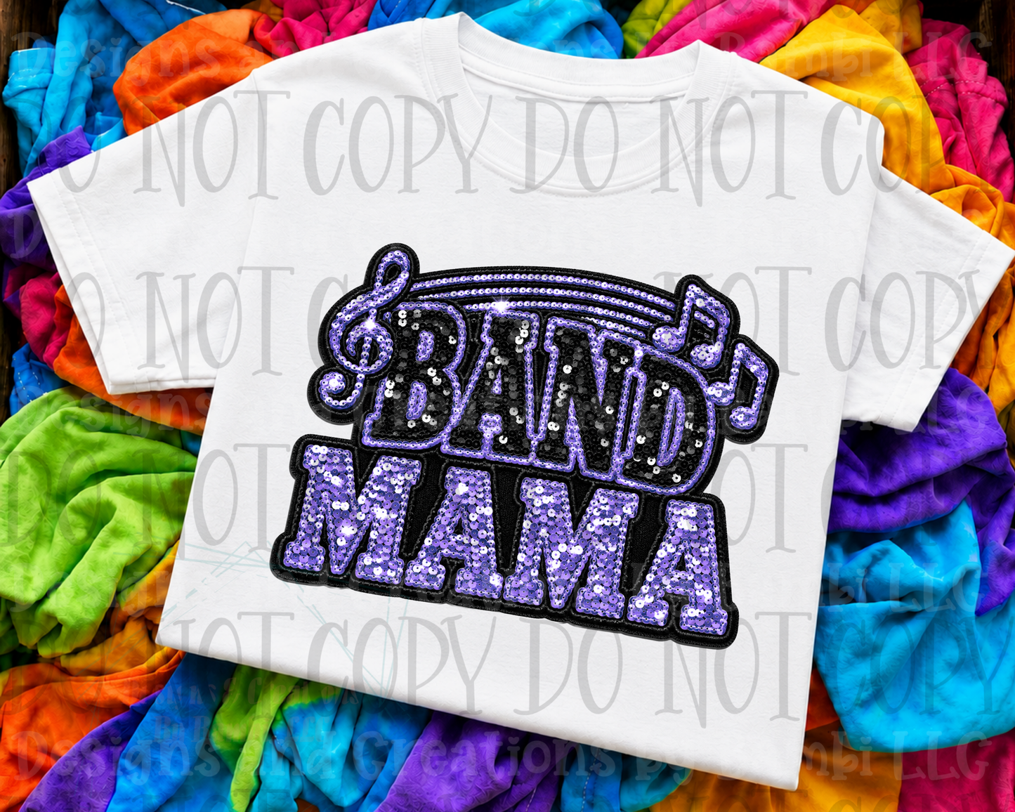 Faux Sequin Band Mama in Purple