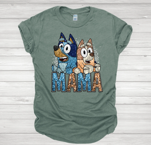 Faux Sequin Blue Mama