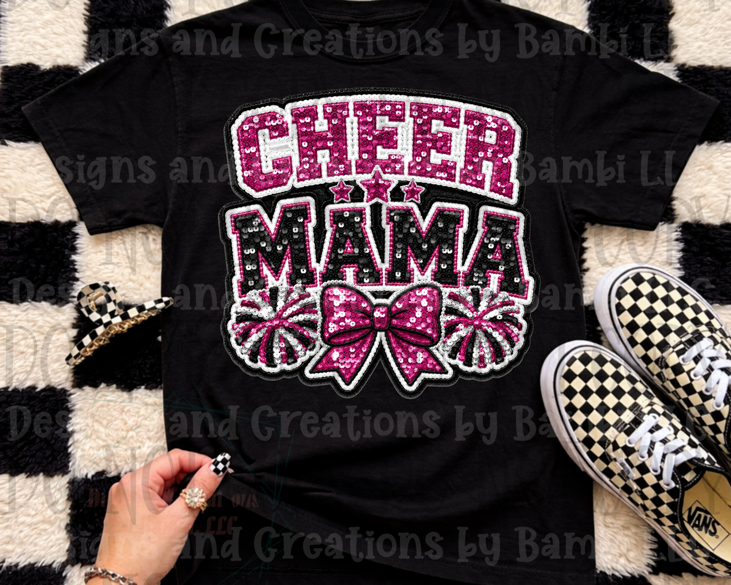 Faux Sequin Cheer Mama in Pink
