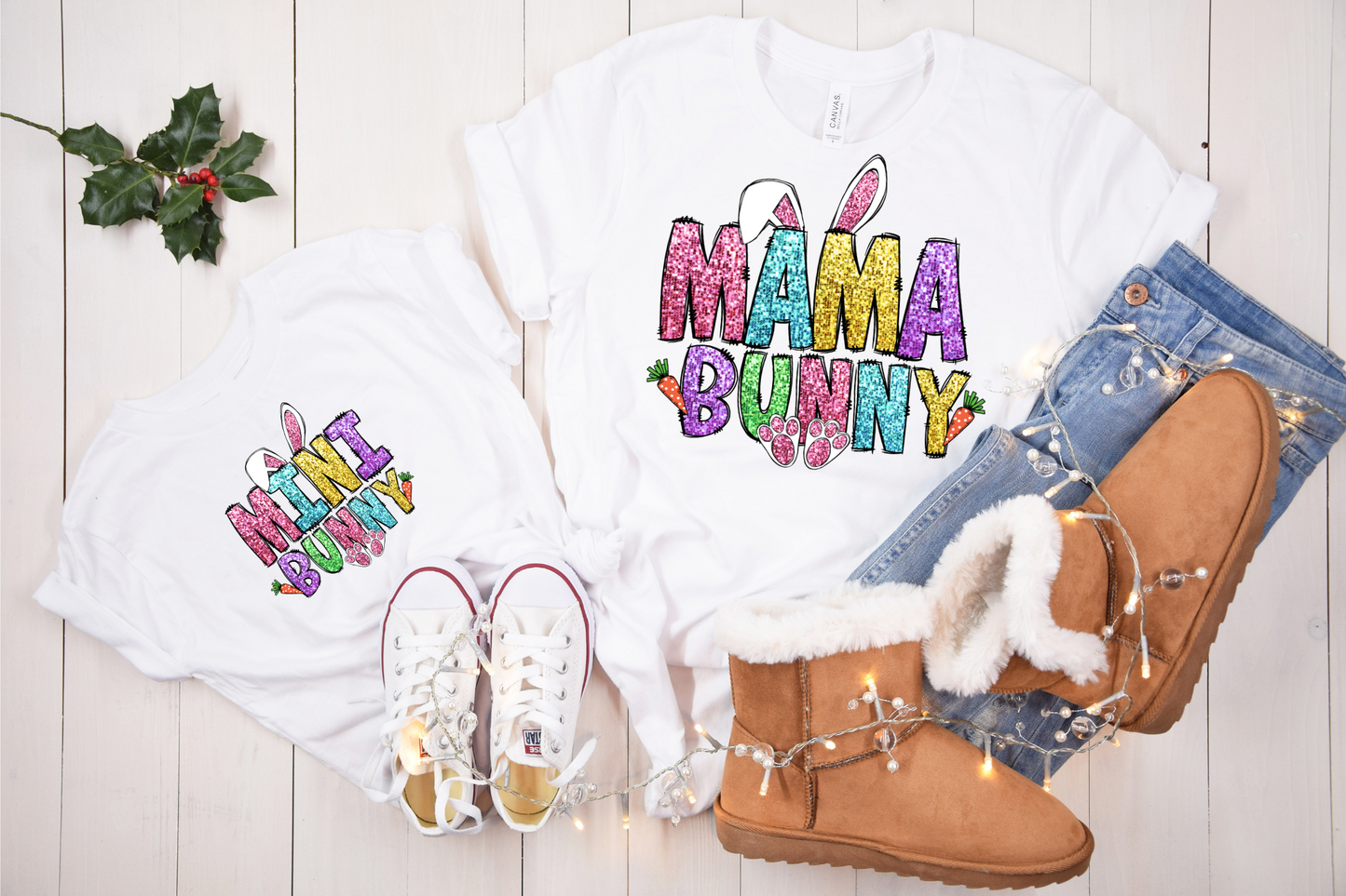 Faux Sequin Bunny Family Titles Collection