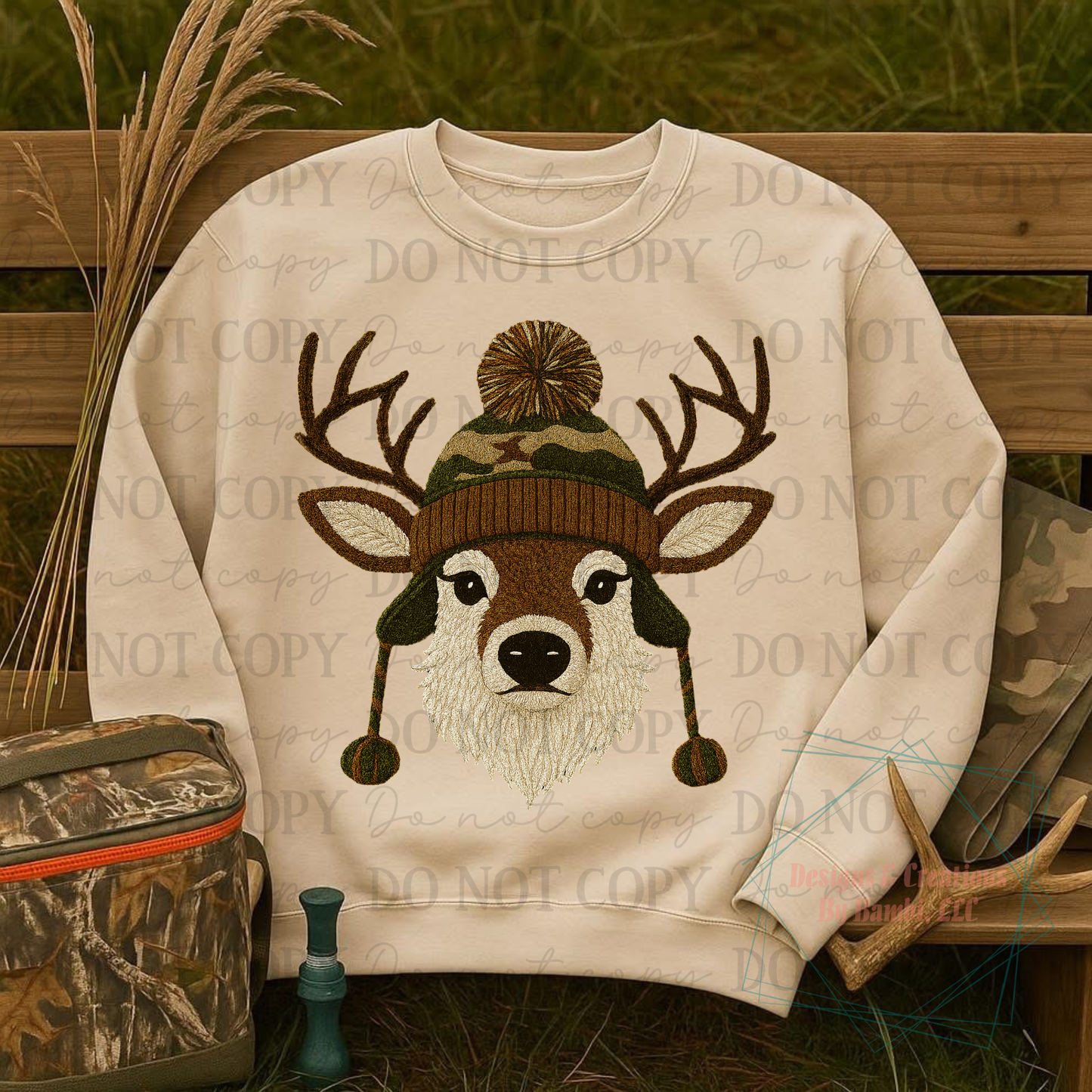 Faux Yarn Camo Deer