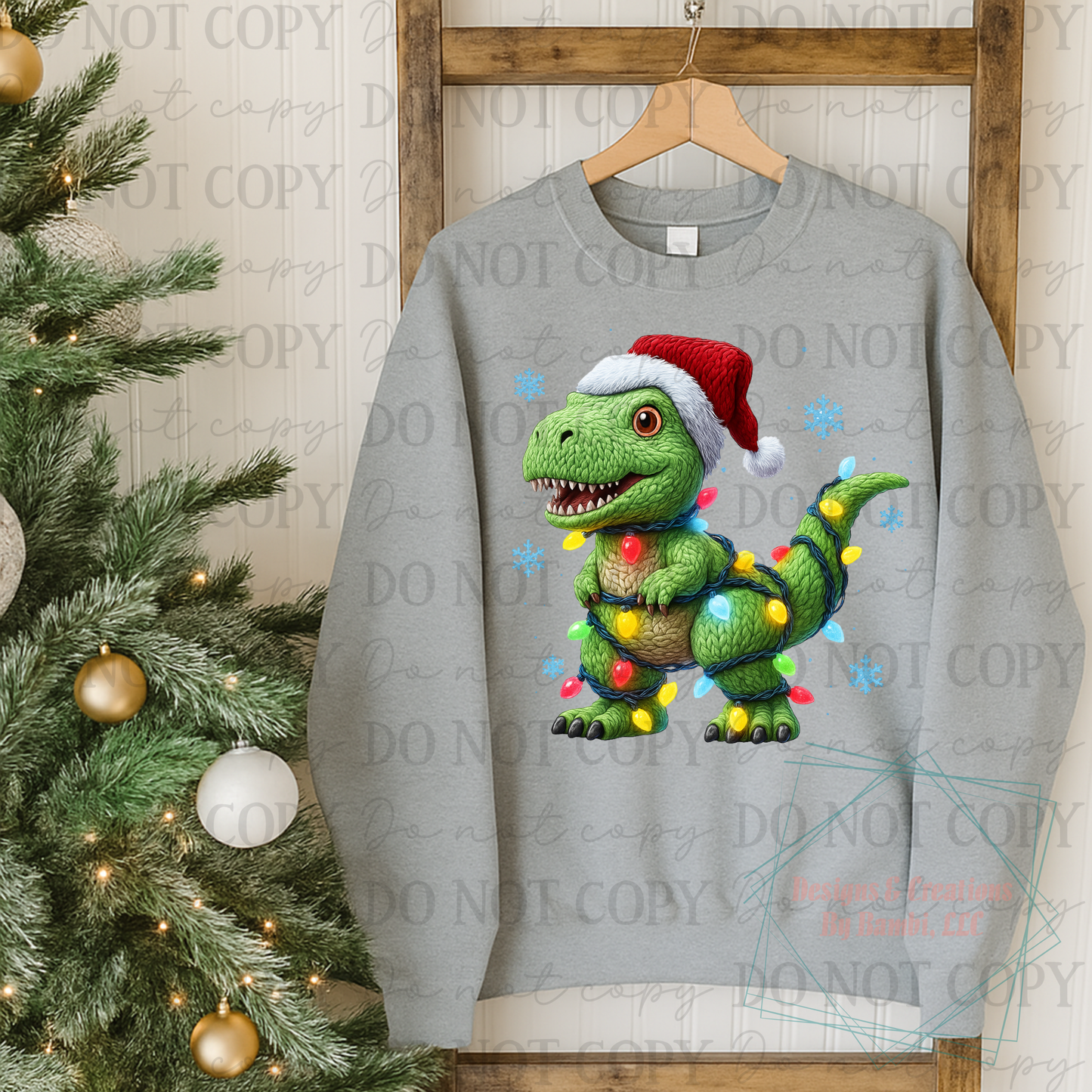 Faux Yarn Christmas Dino