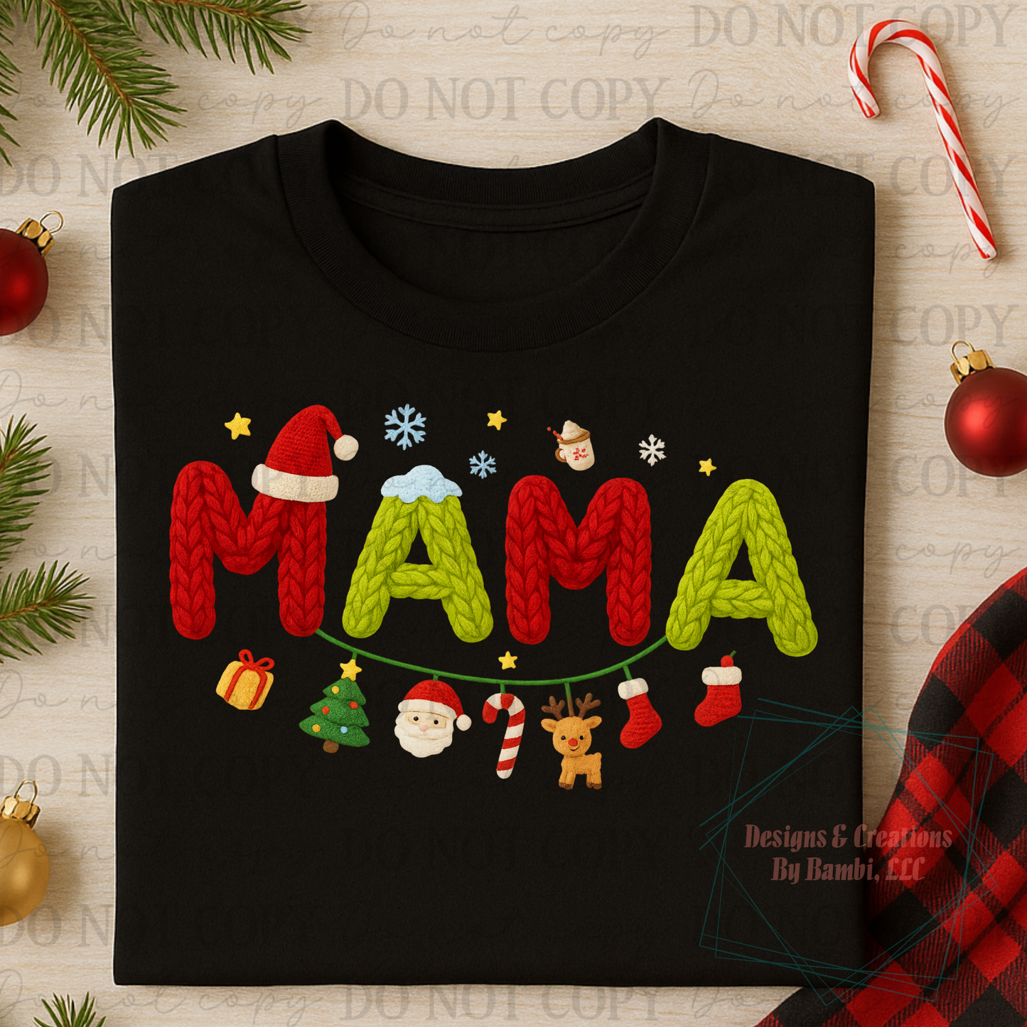 Faux Yarn Christmas Mama