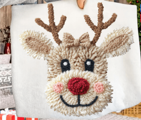 Faux Yarn Crochet Reindeer with Bow