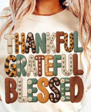 Faux Yarn/Felt Thankful Grateful Blessed Multipatterns