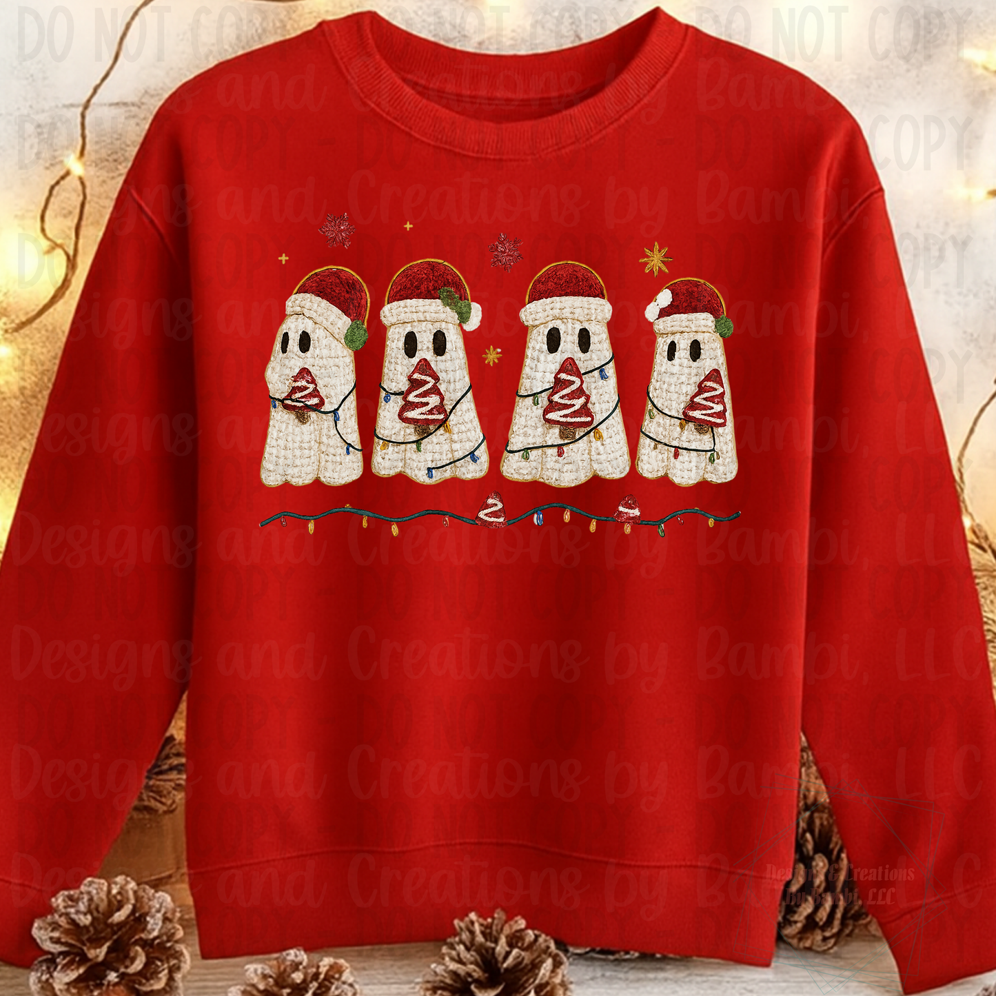 Faux Yarn Festive Christmas Ghosts