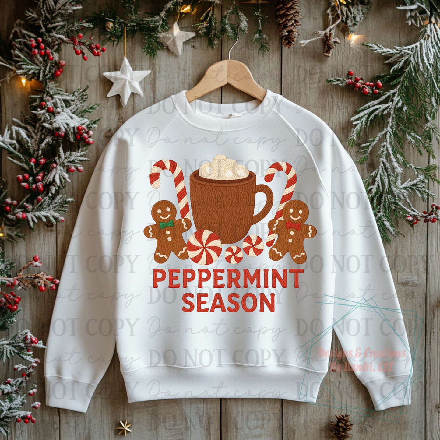 Faux Yarn Gingerbread Peppermint Season