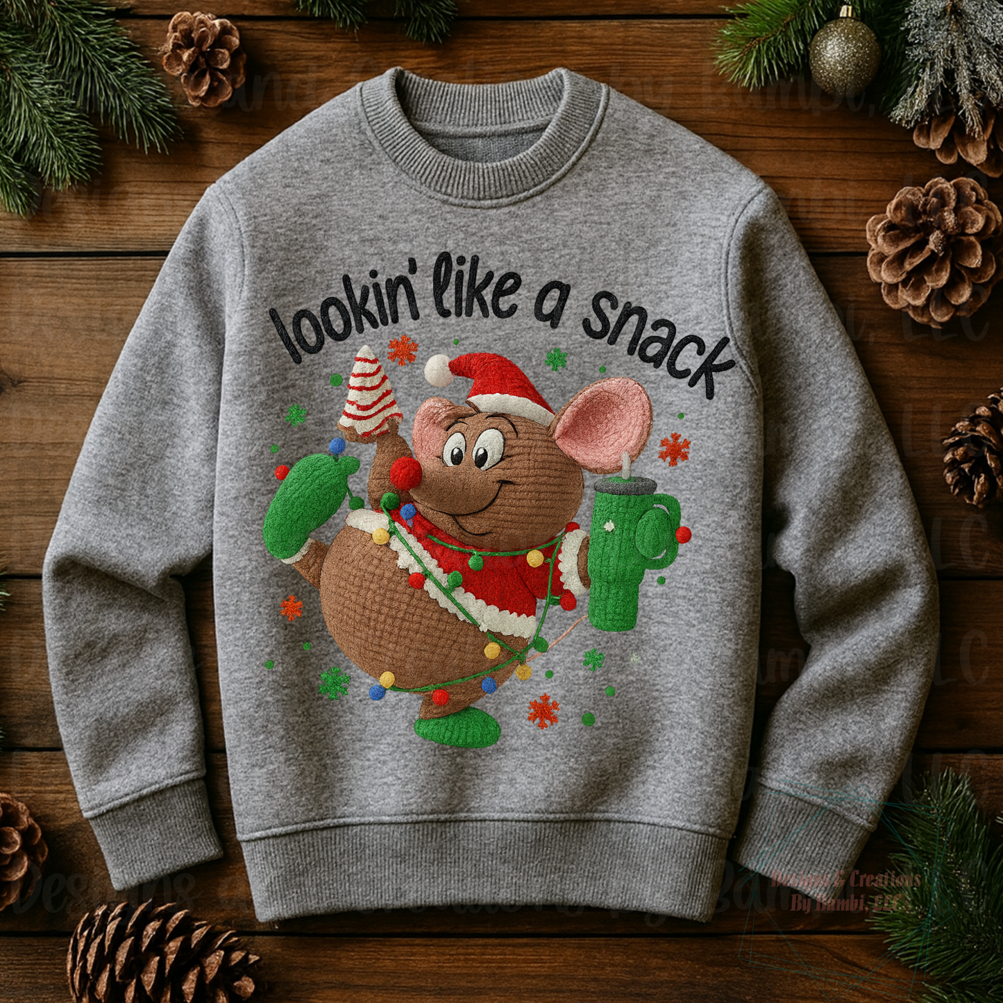 Faux Yarn Lookin Like a Snack Christmas Mouse