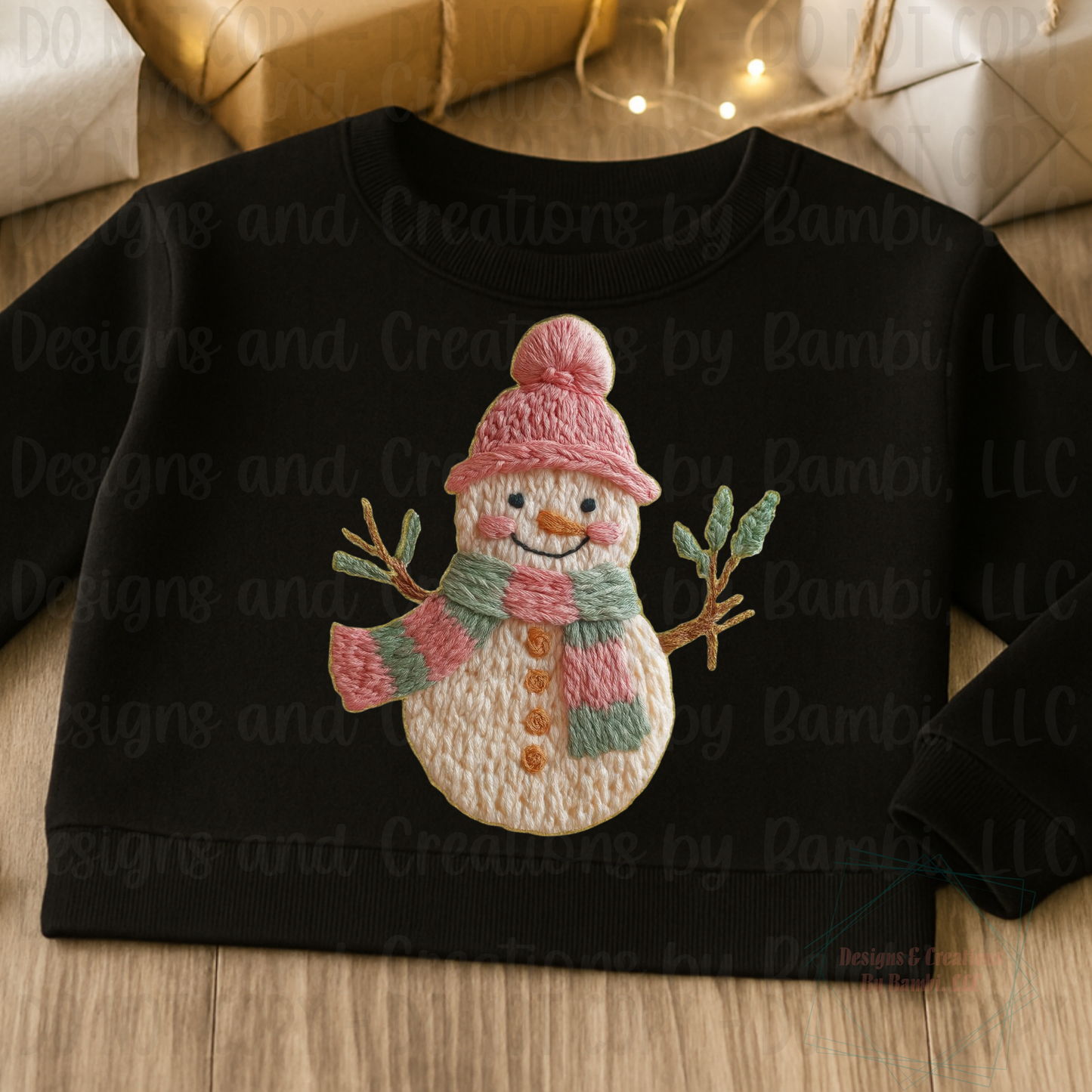 Faux Yarn Pink Snowman