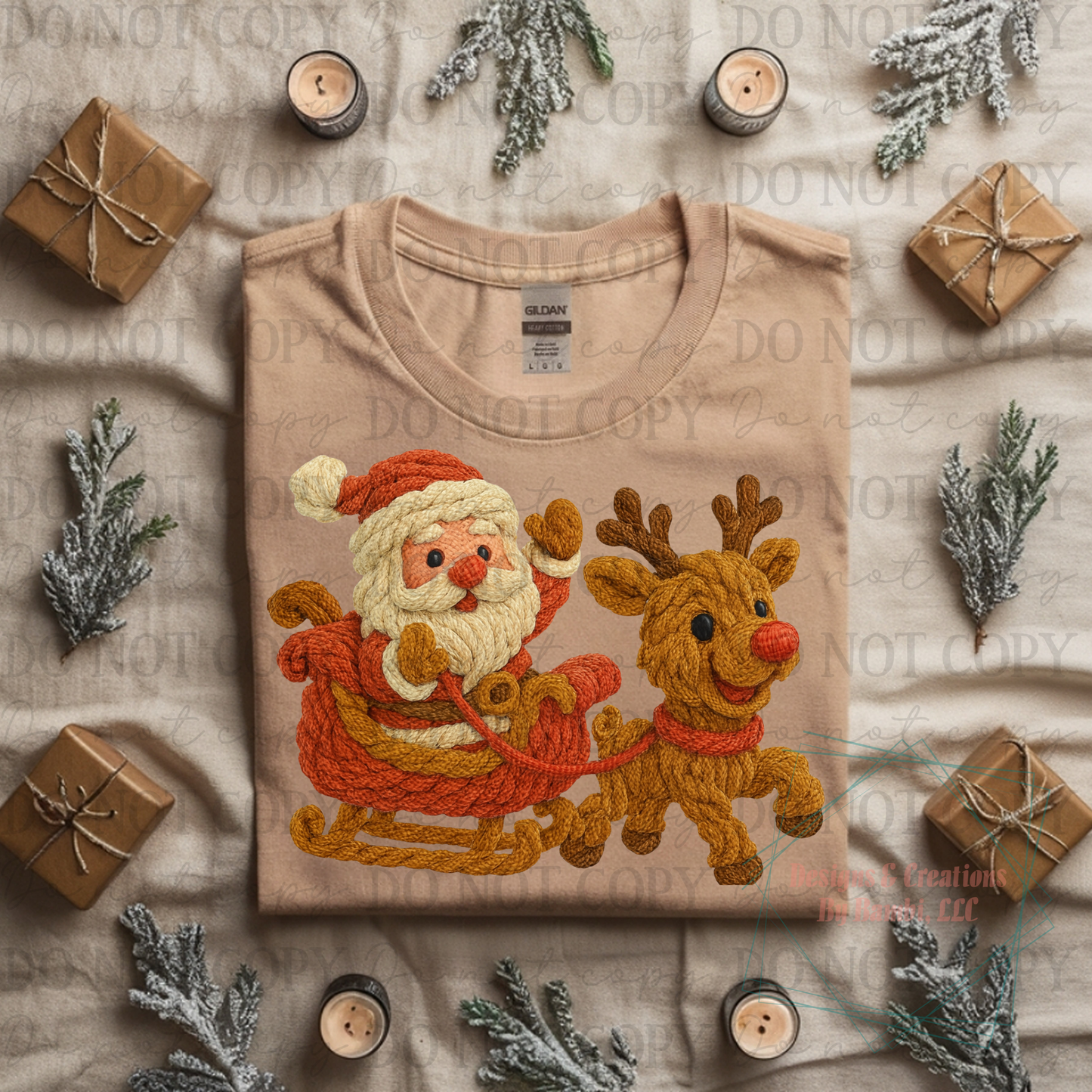 Faux Yarn Santa Sleigh and Reindeer