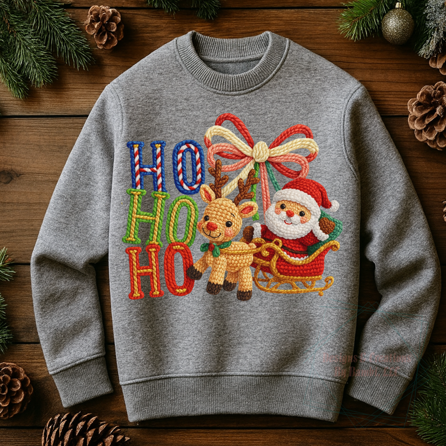 Faux Yarn Santa and Sleigh