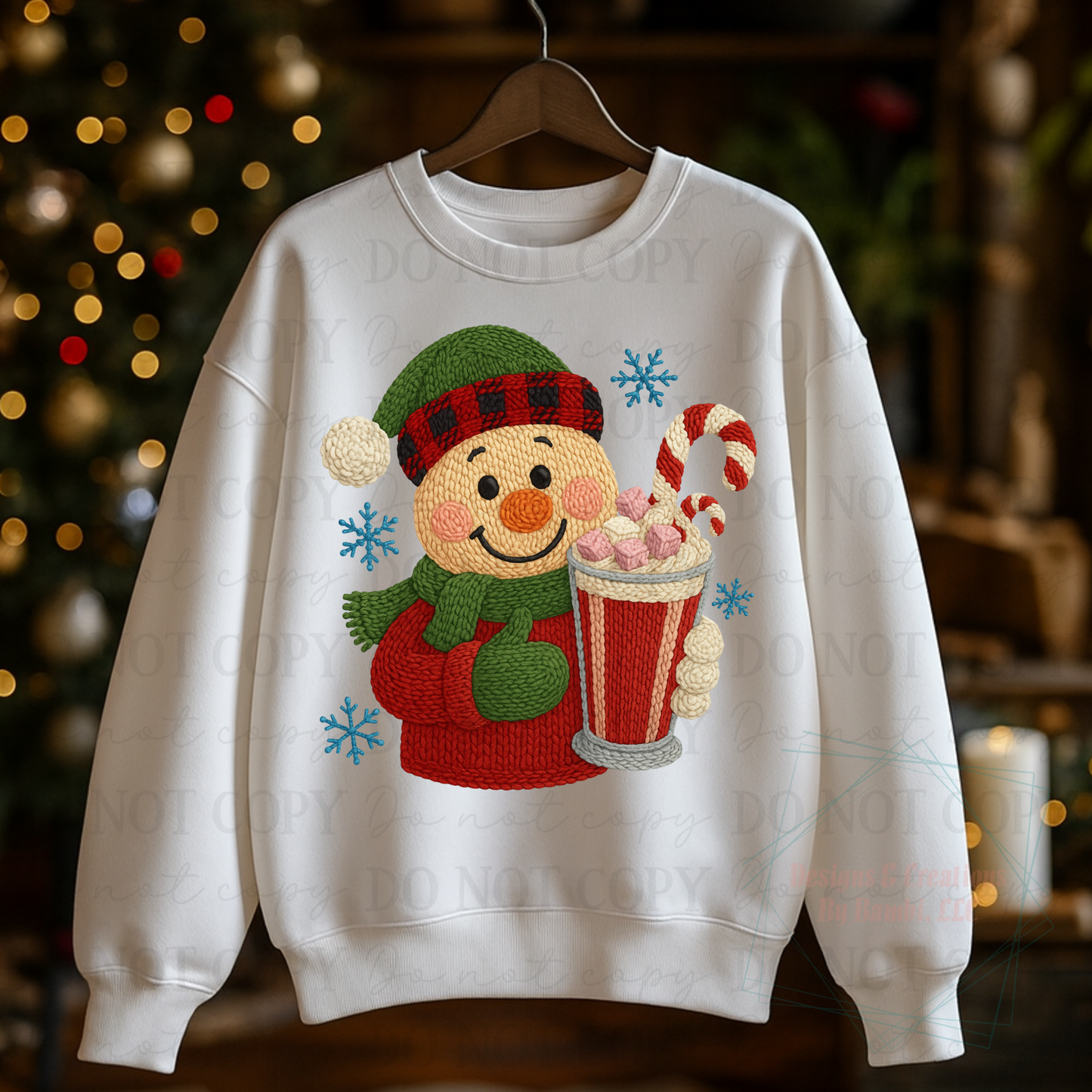 Faux Yarn Snowman with Candy Cane