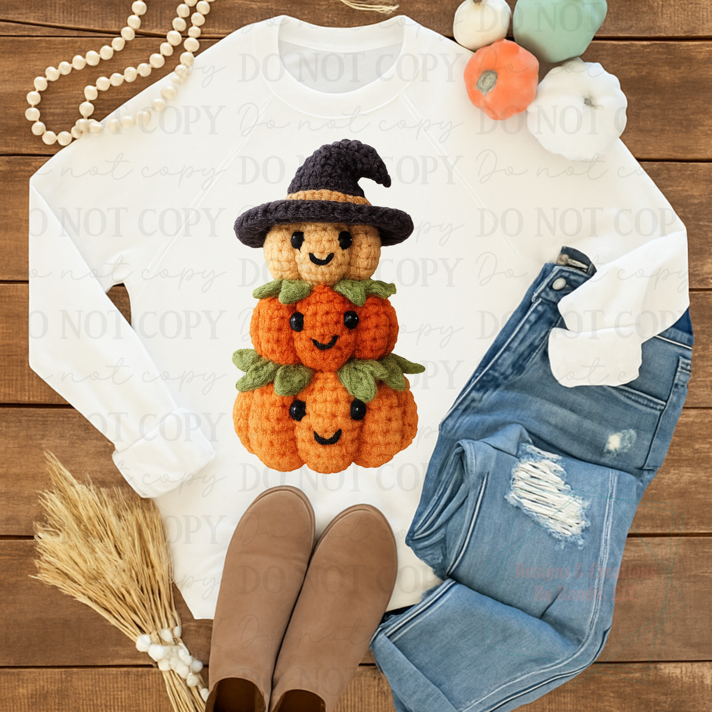 Faux Yarn Stacked Pumpkins