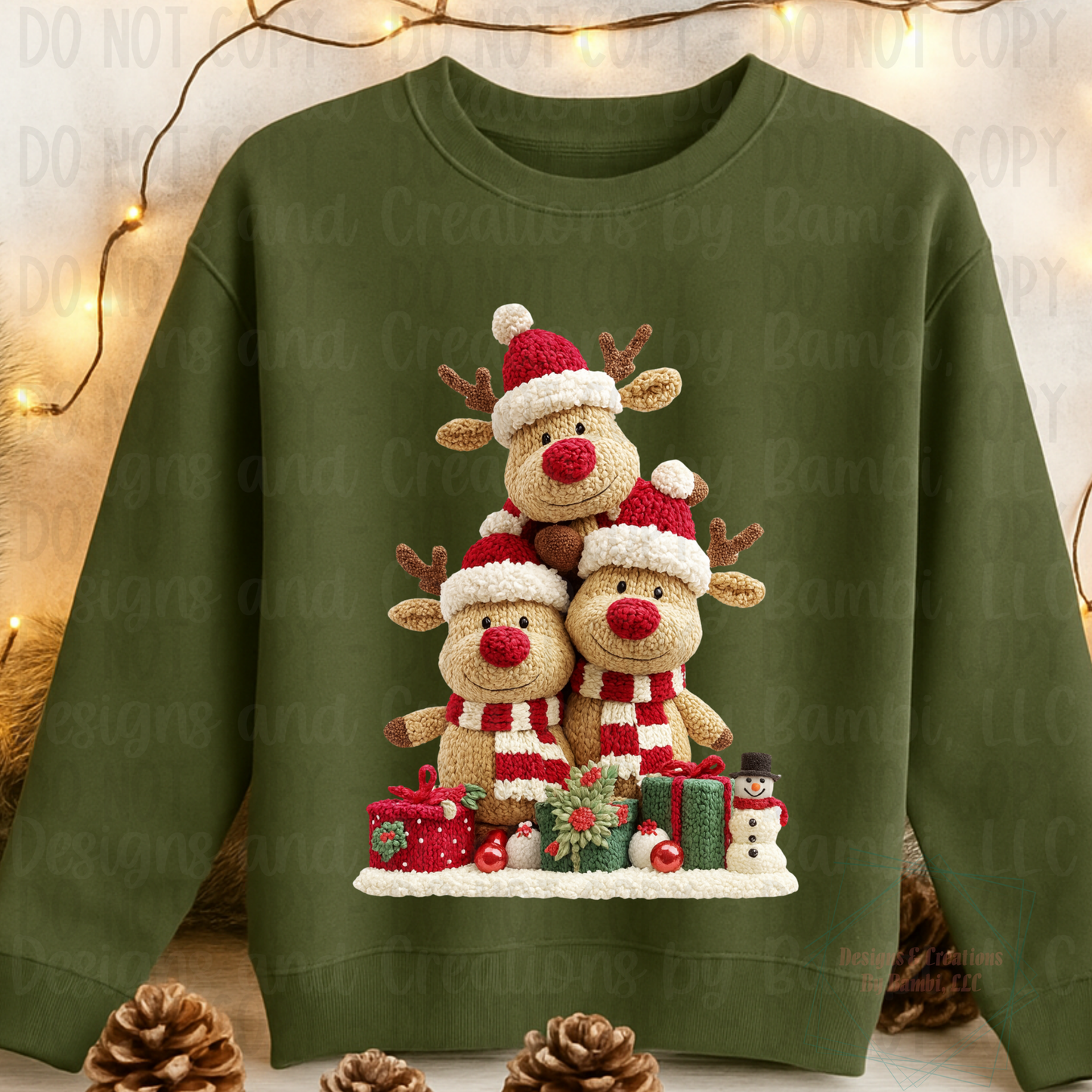 Faux Yarn Stacked Reindeer