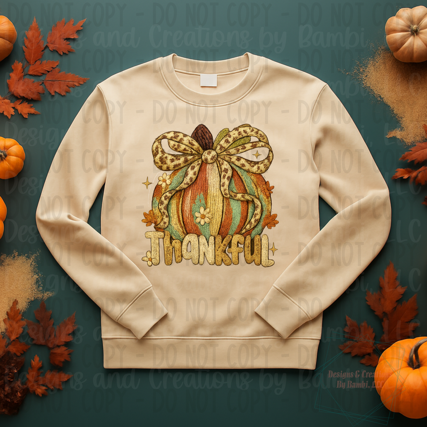 Faux Yarn Thankful with Pumpkin