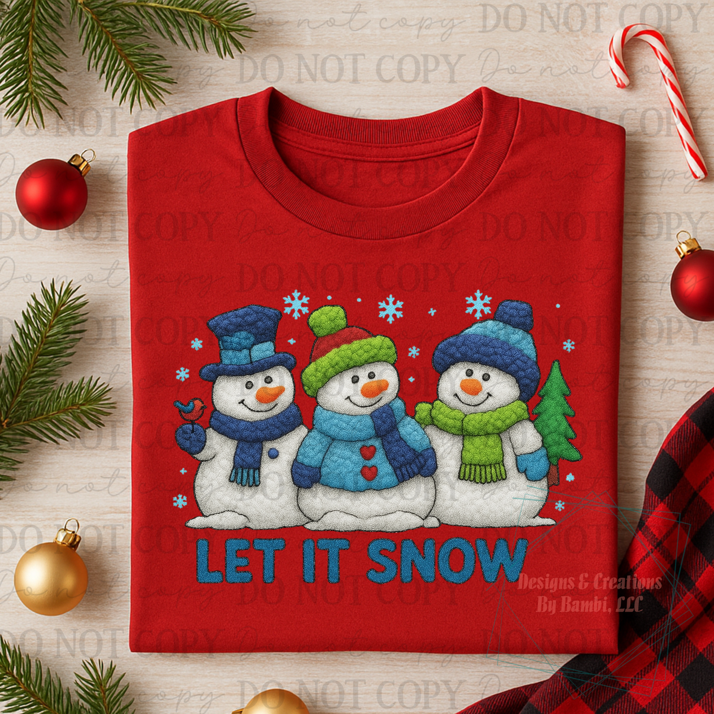 Faux Yarn Trio Snowmen Let It Snow