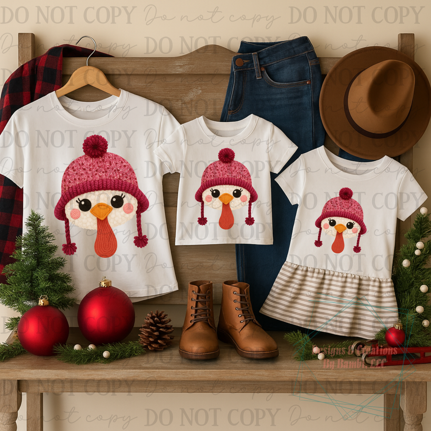 Faux Yarn Turkey Face with Pink Hat