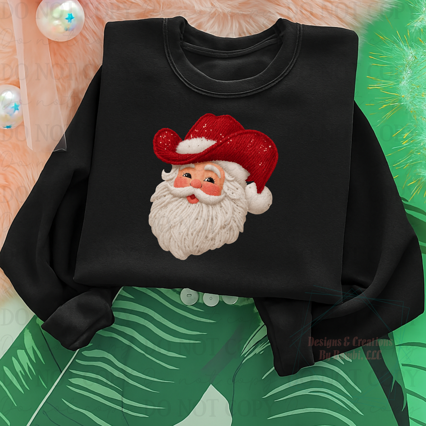 Faux Yarn Western Santa