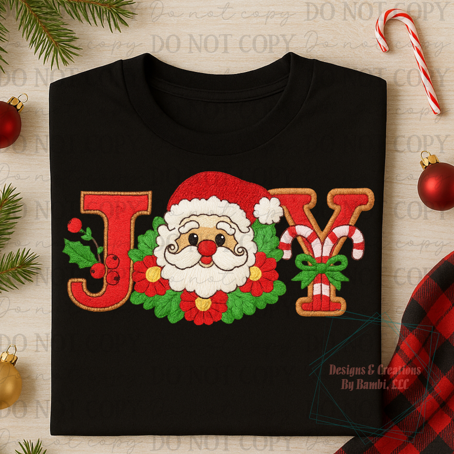 Faux Yarn/Felt Joy with Santa