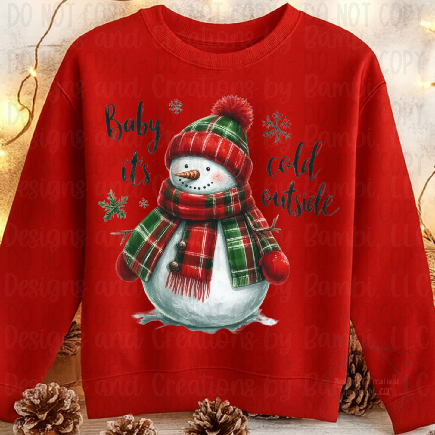 Festive Baby It's Cold Outside Snowman with Red
