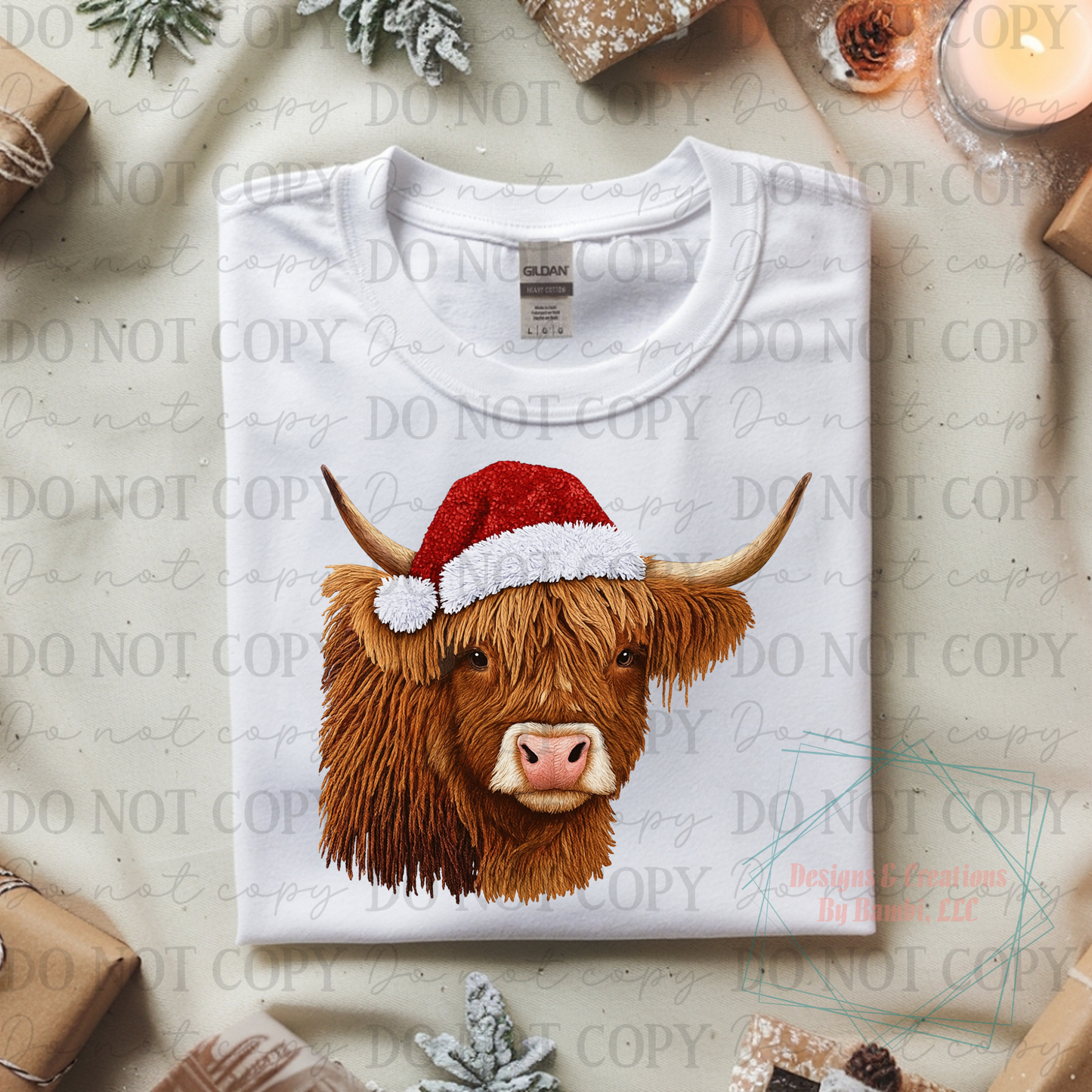 Festive Faux Yarn Shaggy Christmas Cow