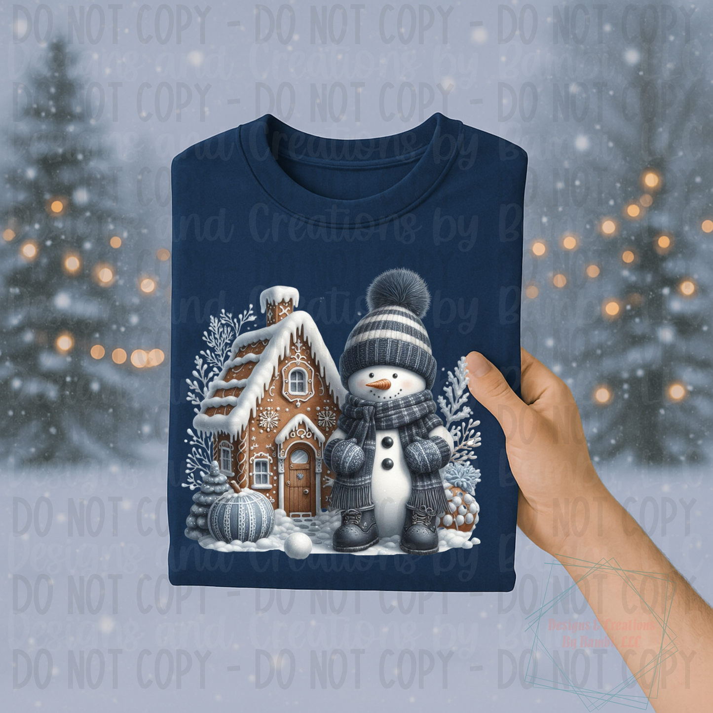 Festive Snowman with Gingerbread House