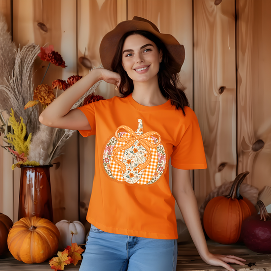 Gingham and Lace Fall Pumpkin
