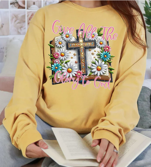 Give All The Glory To God Bible Faux Embroidery