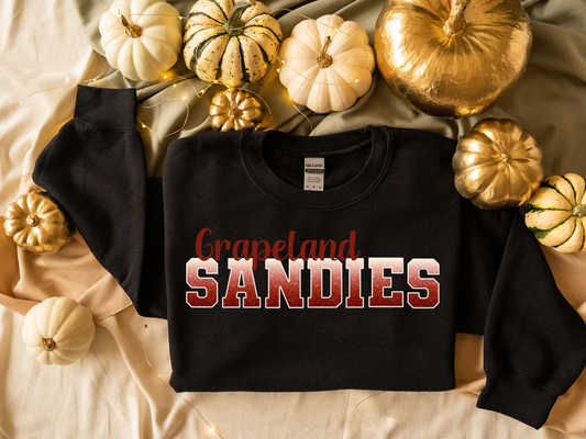 Grapeland Sandies in White/Maroon Ombre with Maroon Grapeland Faux Sequin/Embroidery