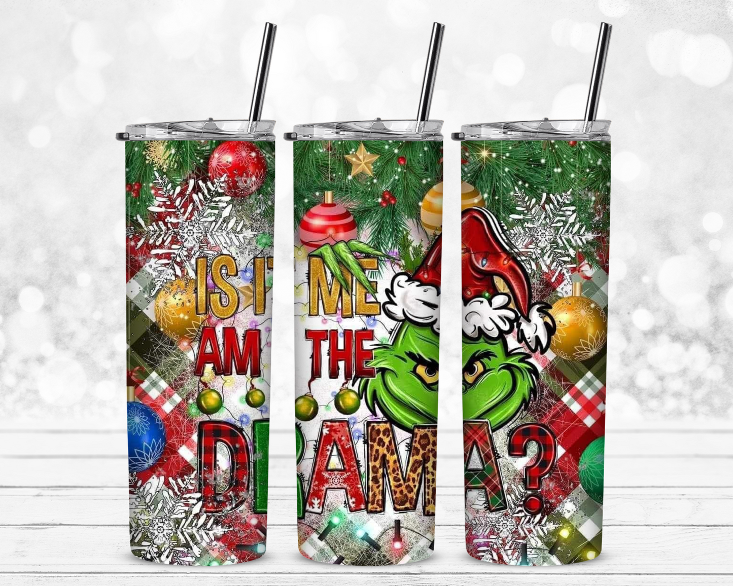 Grinch I'm The Drama Christmas Sublimation Tumbler