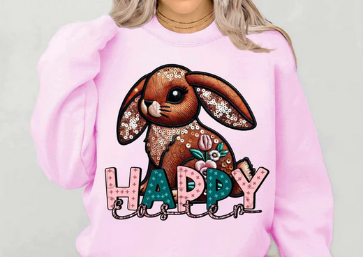 Happy Easter Faux Sequin Bunny