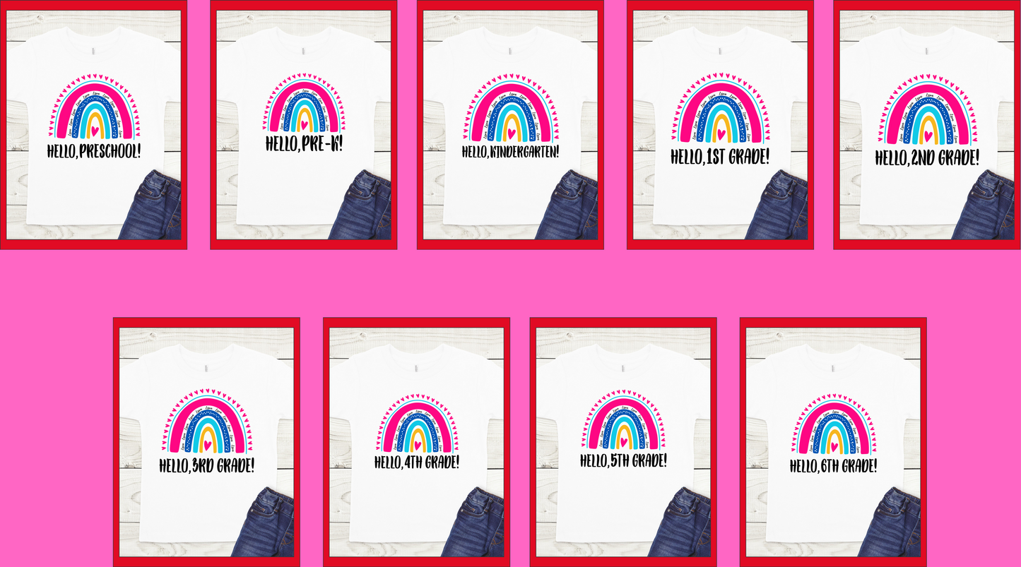 Hello with Rainbow Grade Related Back to School