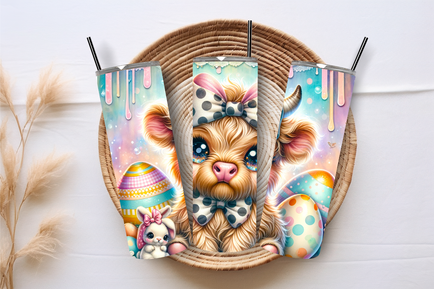 Brown Easter Adorable Highland Cow Tumbler