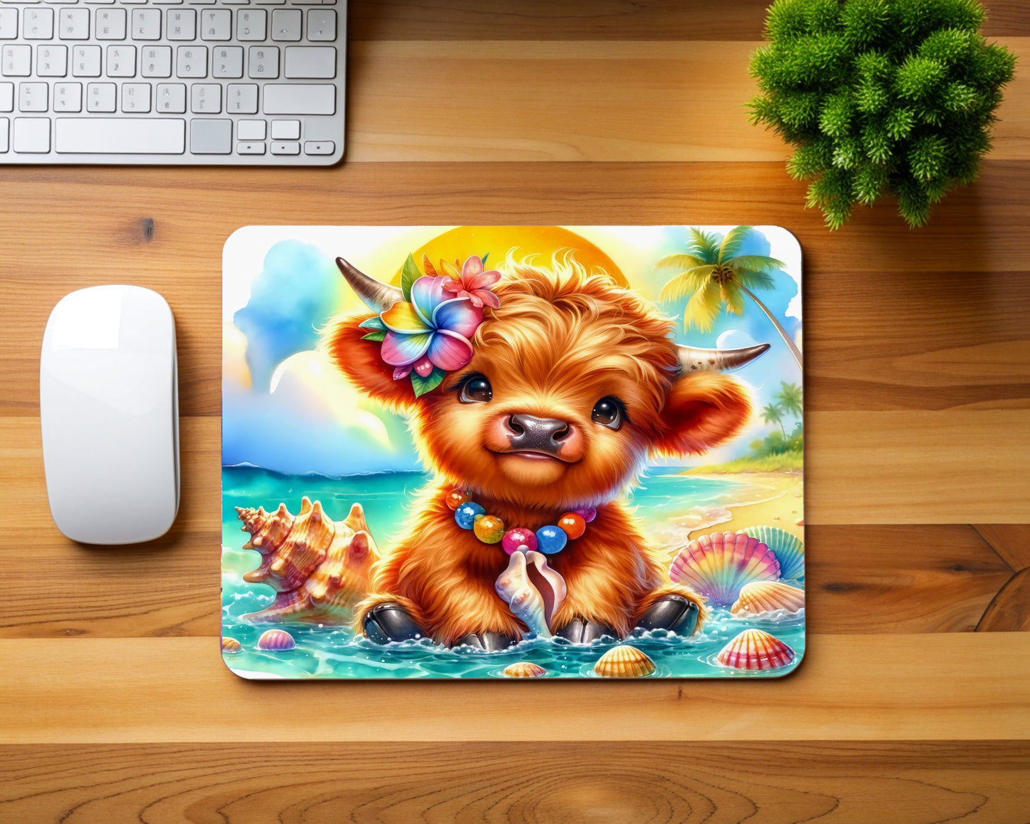 Highland Cow and Beach Mouse Pad