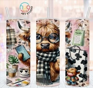 Hot Mess Mom Highland Cow Tumbler