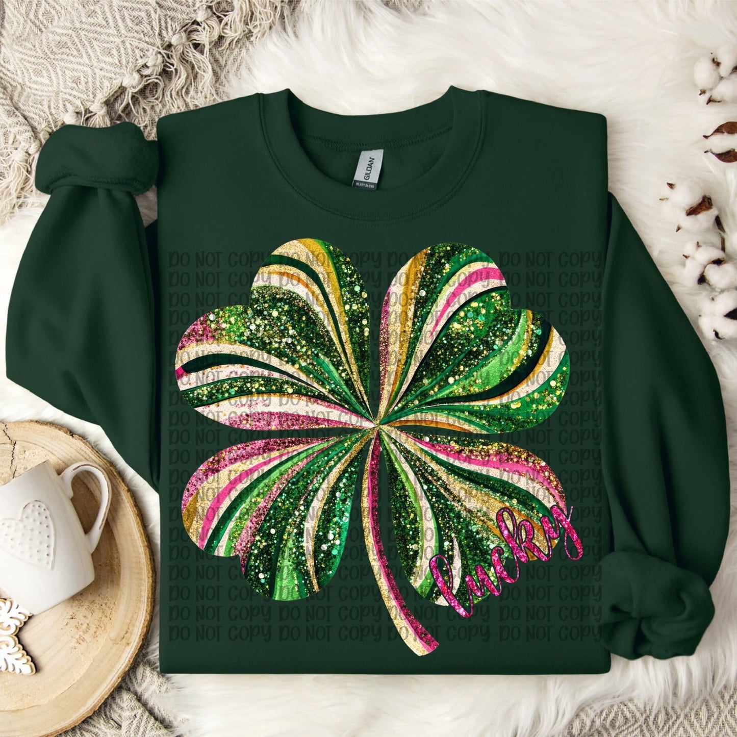 Faux Sequin/Glitter Large Shamrock